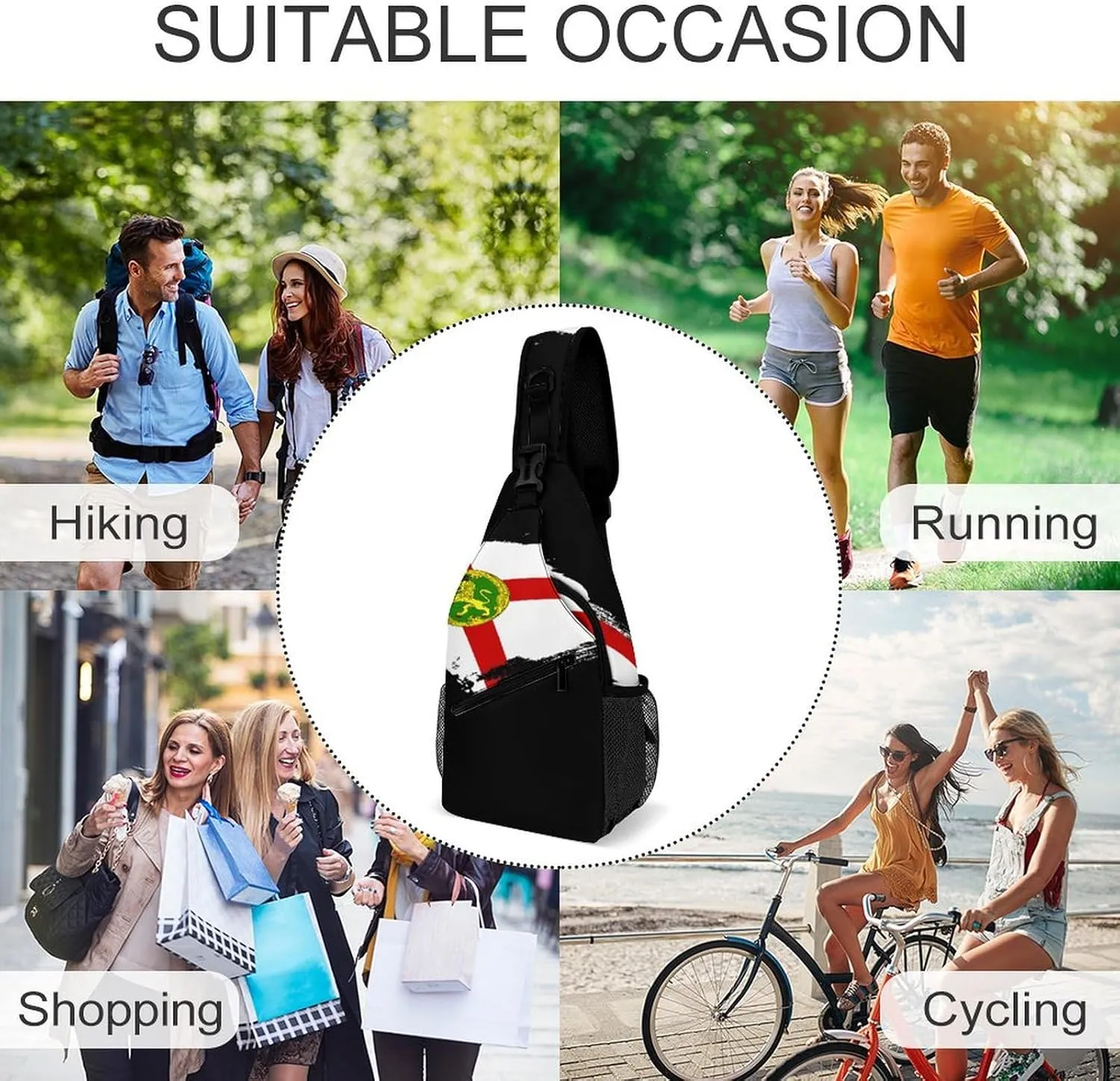 Armenian Flag Brush Stroke Sling Bag Crossbody Chest Bag Shoulder Bag For Travel Hiking Cycling Camping