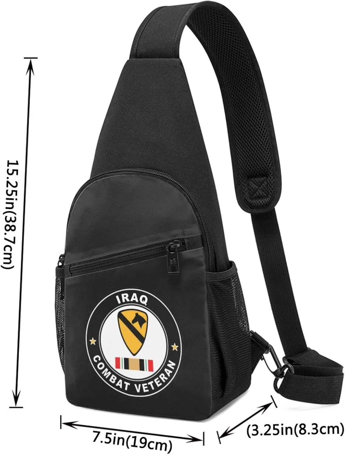 Army 1st Cavalry Division Iraq Combat Veteran Sling Bag Crossbody Backpack Shoulder Casual Daypack Bags for Men