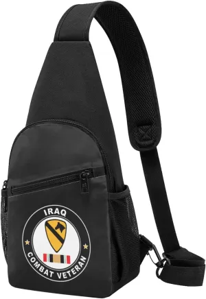 Army 1st Cavalry Division Iraq Combat Veteran Sling Bag Crossbody Backpack Shoulder Casual Daypack Bags for Men