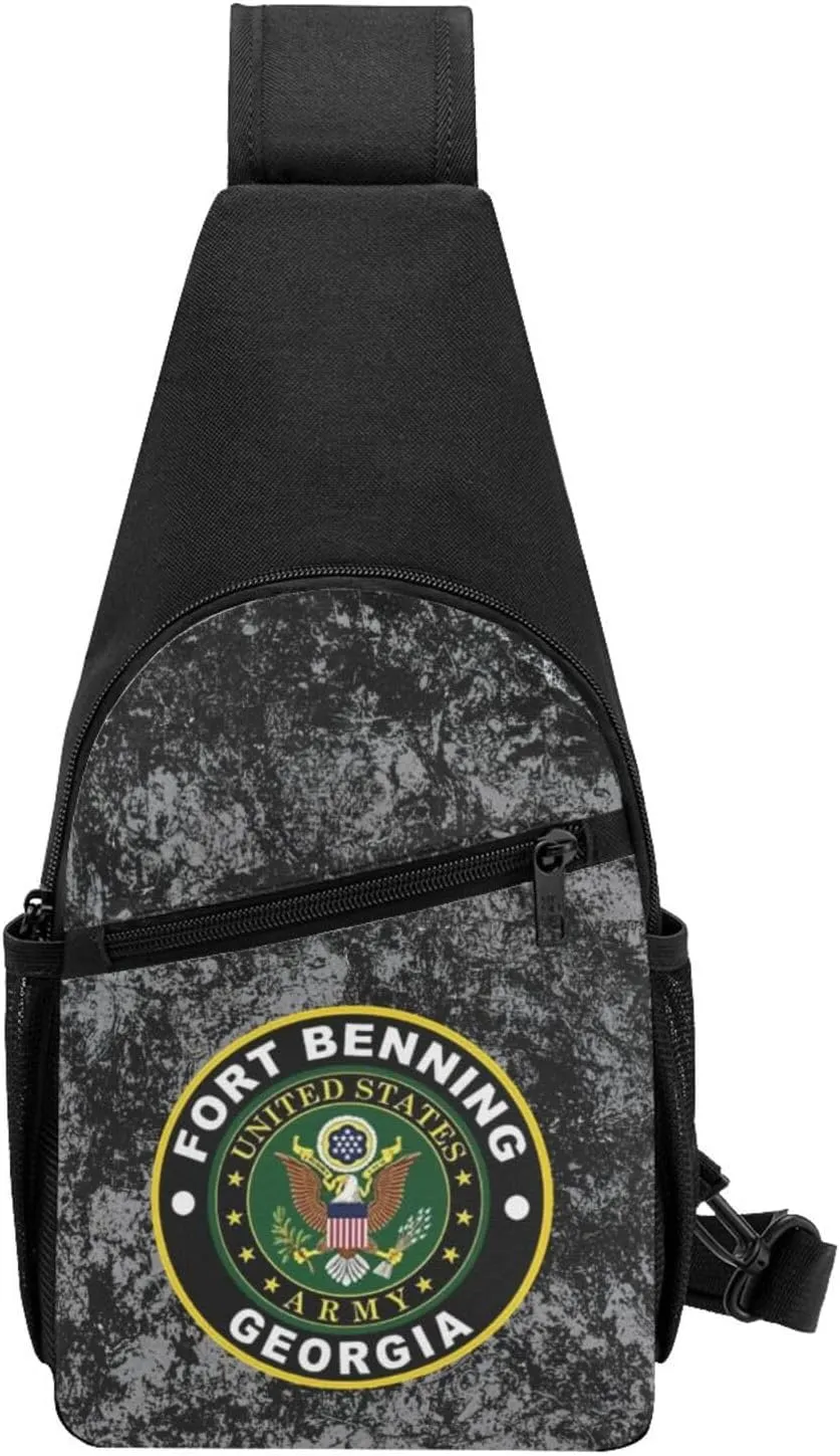 Army Fort Benning Army Base Georgia Sling Bag Crossbody Backpack Shoulder Casual Daypack Bags for Men
