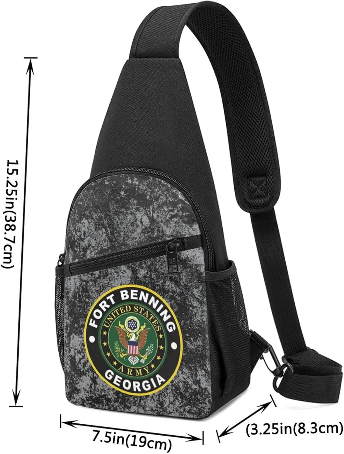 Army Fort Benning Army Base Georgia Sling Bag Crossbody Backpack Shoulder Casual Daypack Bags for Men
