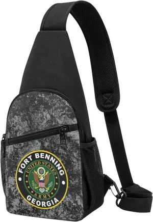 Army Fort Benning Army Base Georgia Sling Bag Crossbody Backpack Shoulder Casual Daypack Bags for Men