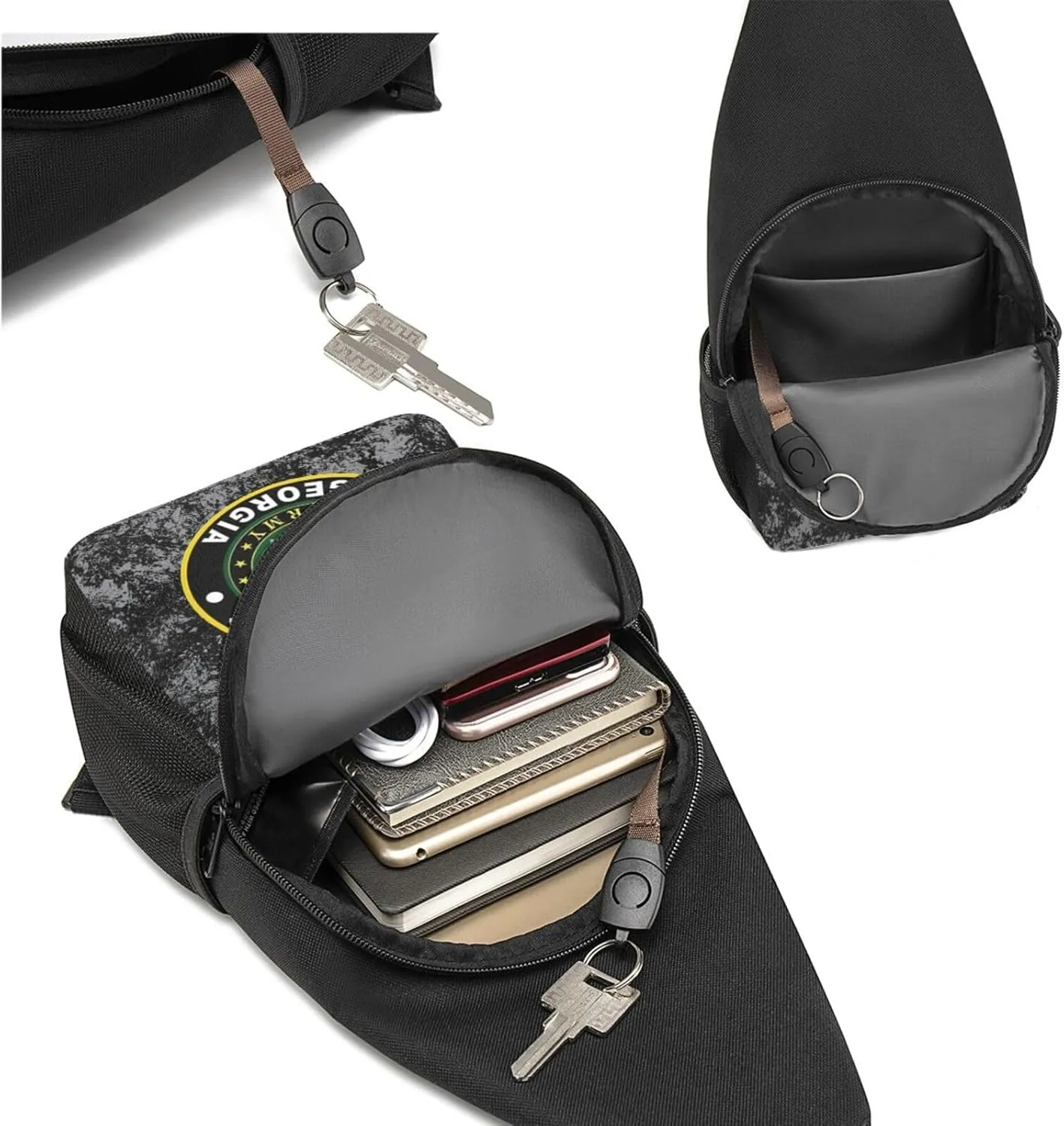 Army Fort Benning Army Base Georgia Sling Bag Crossbody Backpack Shoulder Casual Daypack Bags for Men