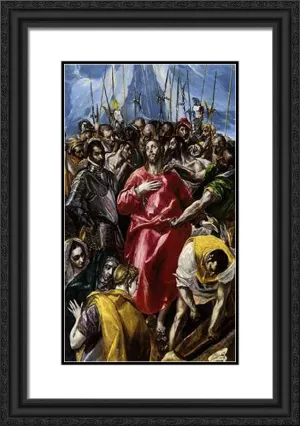 ArtDirect El Greco 17x24 Black Ornate Framed Art Print with Double Matting Titled: The Disrobing of Christ