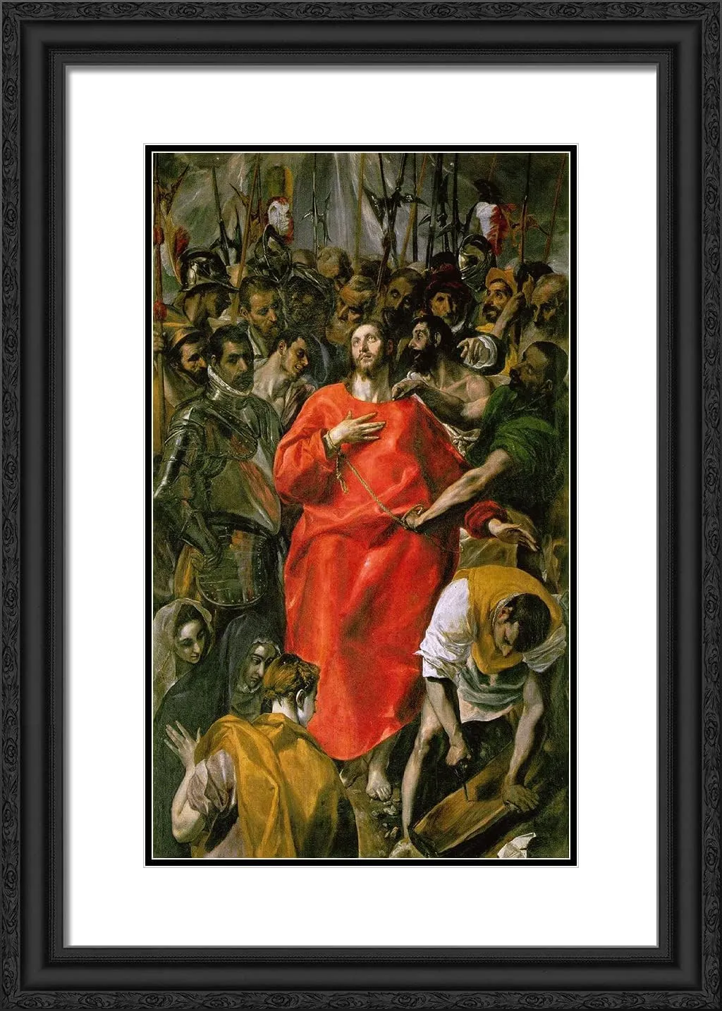 ArtDirect El Greco 18x24 Black Ornate Framed Art Print with Double Matting Titled: The Spoliation