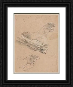 ArtDirect Francesco Lorenzi 15x18 Black Ornate Frame and Double Matted Museum Art Print Titled: Study of Hands and Skull (1760)