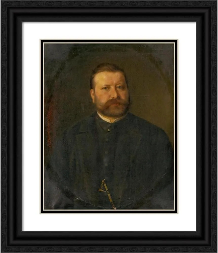 ArtDirect Georg Fleischmann 15x18 Black Ornate Frame and Double Matted Museum Art Print Titled: Portrait of a Man (1887)