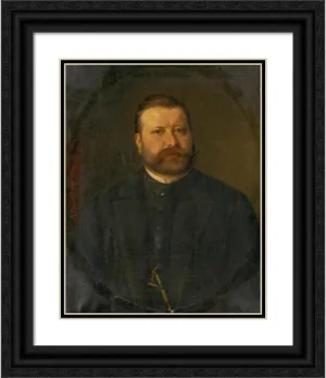 ArtDirect Georg Fleischmann 15x18 Black Ornate Frame and Double Matted Museum Art Print Titled: Portrait of a Man (1887)