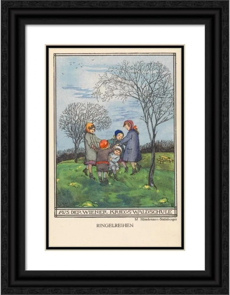 ArtDirect Marianne Hitschmann-Steinberger 17x24 Black Ornate Framed and Double Matted Museum Art Print Titled: ‘From the Wiener Warwald School’, War Postcard (1915)