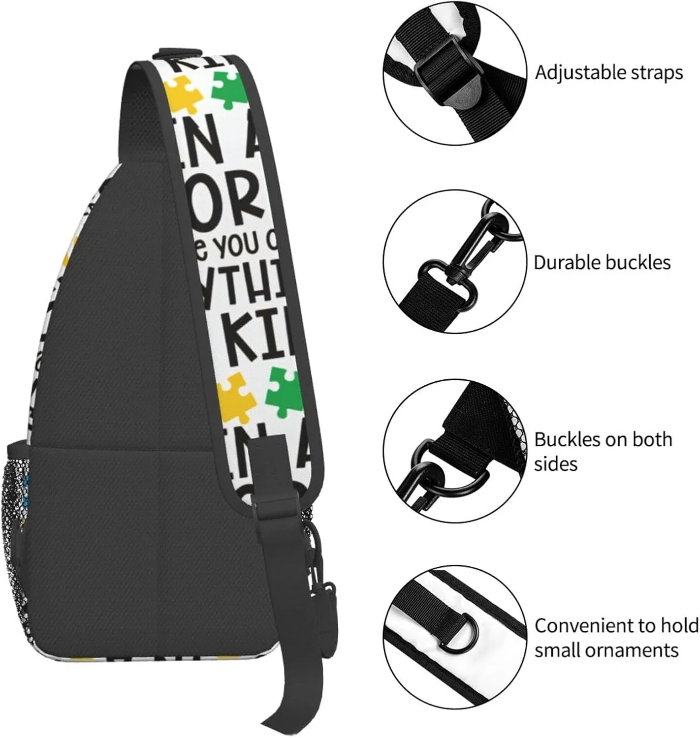 Autism Awareness Bag Crossbody Sling Backpack Travel Hiking Daypack Autism Chest Bags Shoulder Bag For Women Men