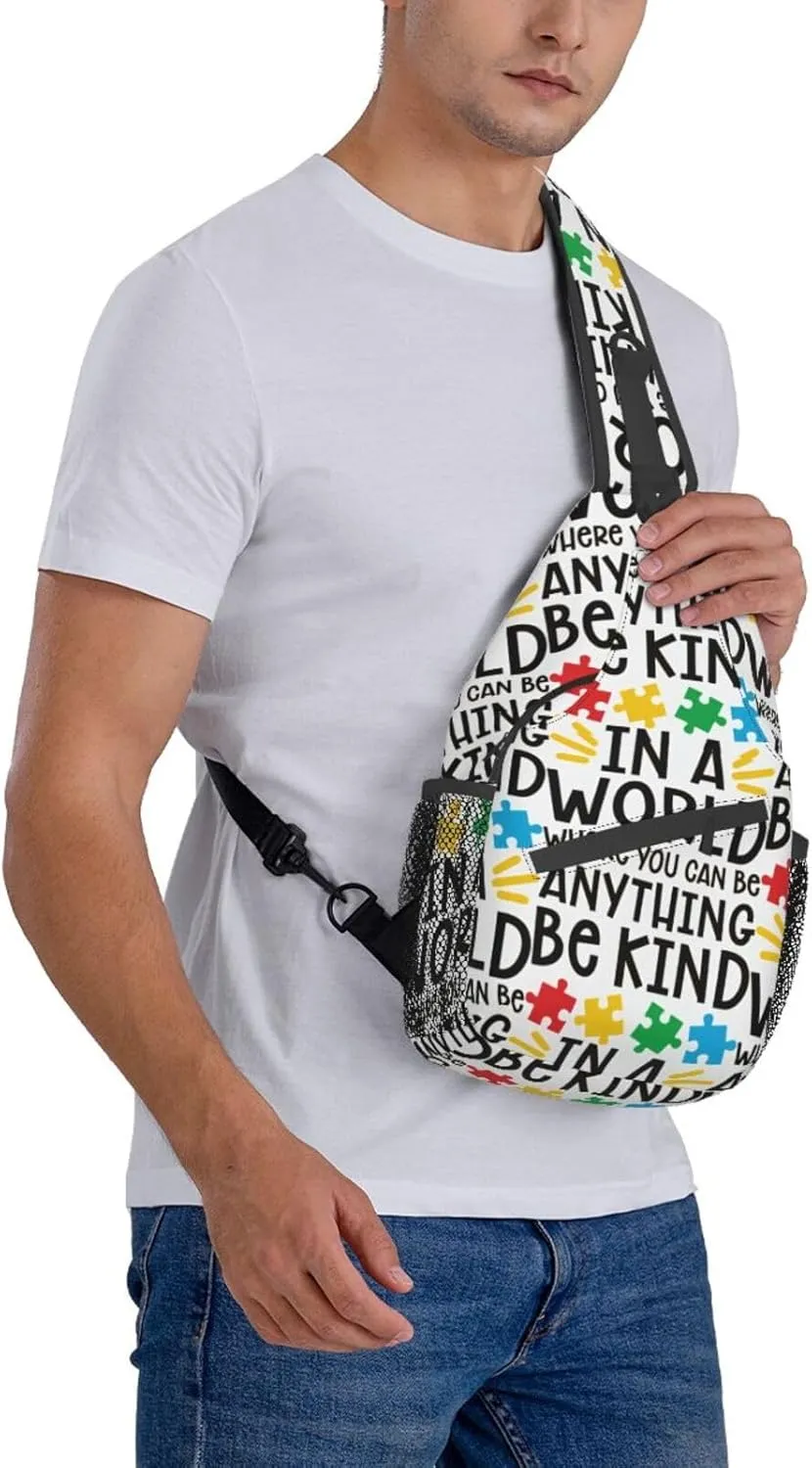 Autism Awareness Bag Crossbody Sling Backpack Travel Hiking Daypack Autism Chest Bags Shoulder Bag For Women Men