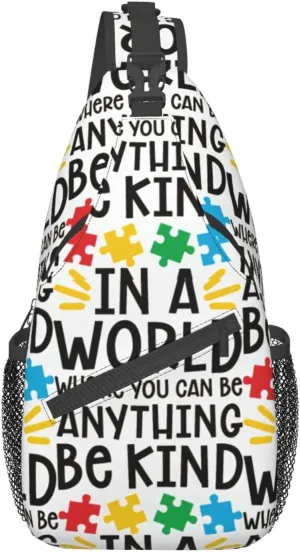 Autism Awareness Bag Crossbody Sling Backpack Travel Hiking Daypack Autism Chest Bags Shoulder Bag For Women Men