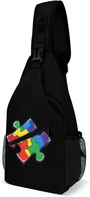 Autism Puzzle Piece Sling Backpack Multipurpose Crossbody Shoulder Bags Travel Chest Bag Hiking Daypack