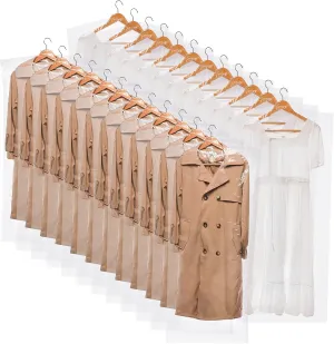 AVLA 50 Pack Plastic Garment Bags, Clear Dry Cleaner Bags, Dry Cleaning Hanging Clothes Cover, Transparent Coat Suit Dust Cover Protector Bag for Closet Storage, Home, Laundry, Laundrette, 23 x 59 In