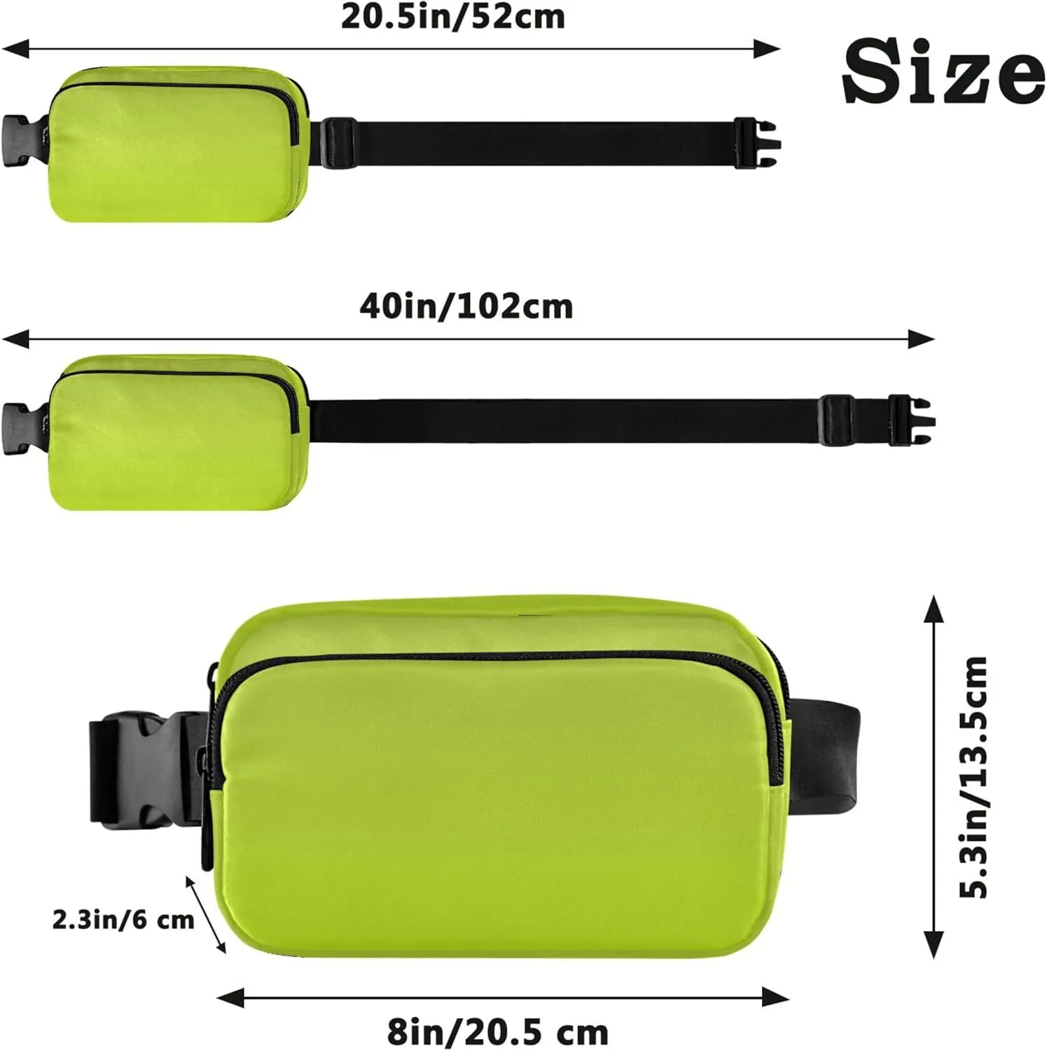 Avocado Green Light Lime Gradient Women Fanny Pack Waterproof Hip Bag Belt Pouch Neon Waist Pack for Women