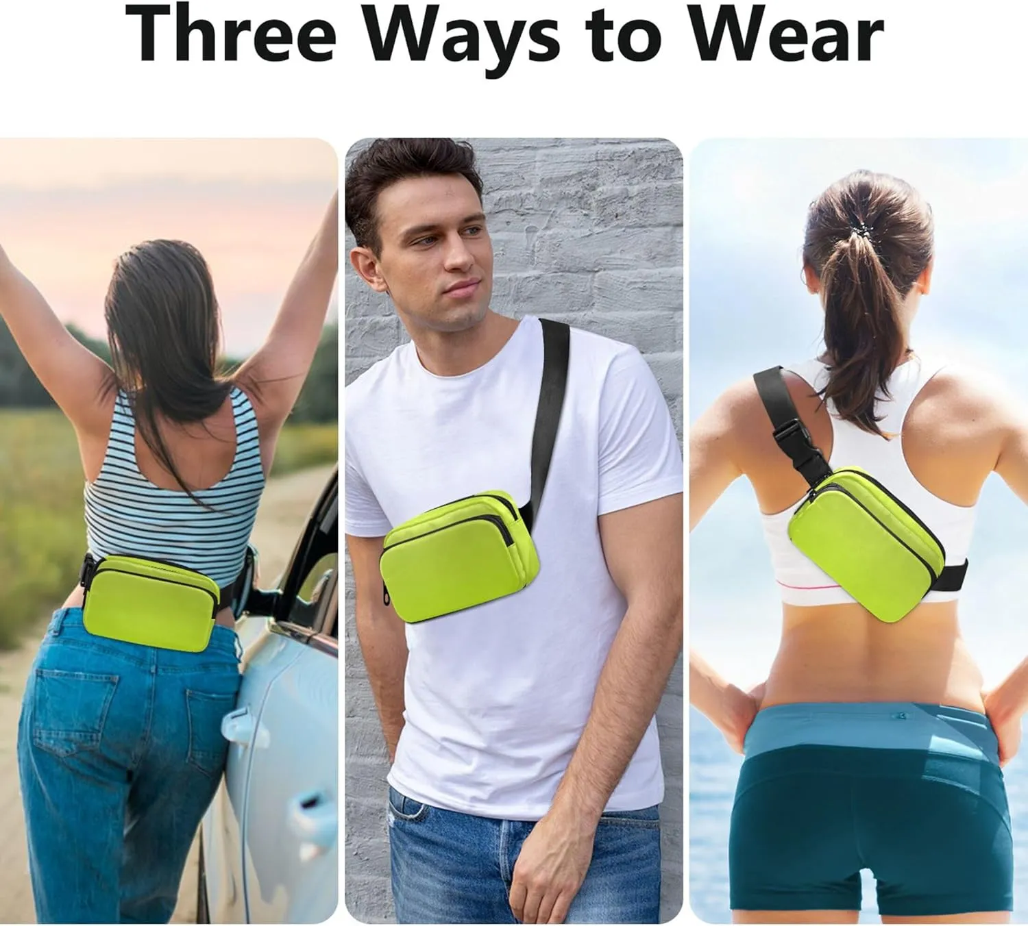 Avocado Green Light Lime Gradient Women Fanny Pack Waterproof Hip Bag Belt Pouch Neon Waist Pack for Women