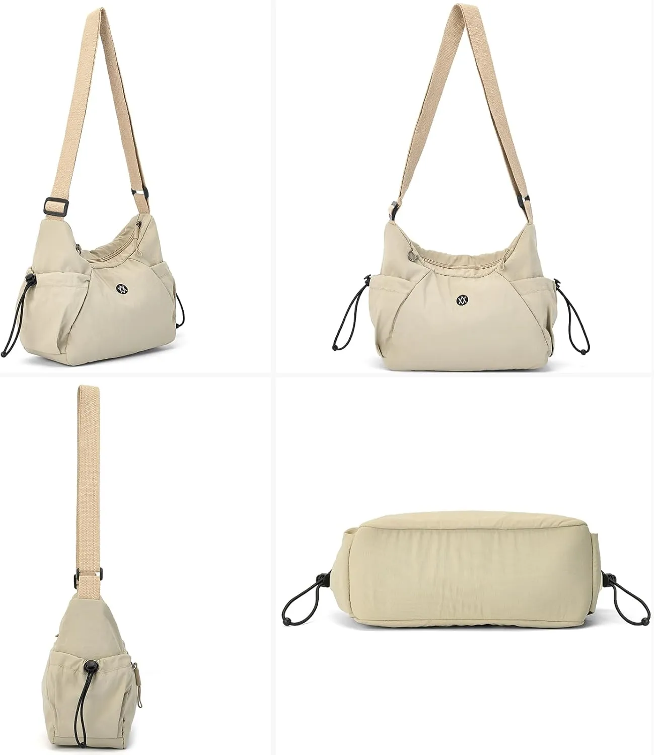 Axcone Hobo Bag for Women Nylon Crossbody Bag Multi-Pocket Sling Bag Roomy Lightweight Casual Shoulder Bag Adjustable Strap