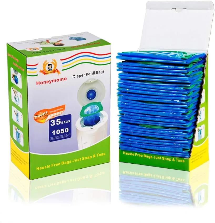 Baby Bathing Diaper refill bags 35 Bags 1050 Counts Fully Compatible with Arm&Hammer Disposal System Diaper Pail Snap, Seal and Toss Refill Bags