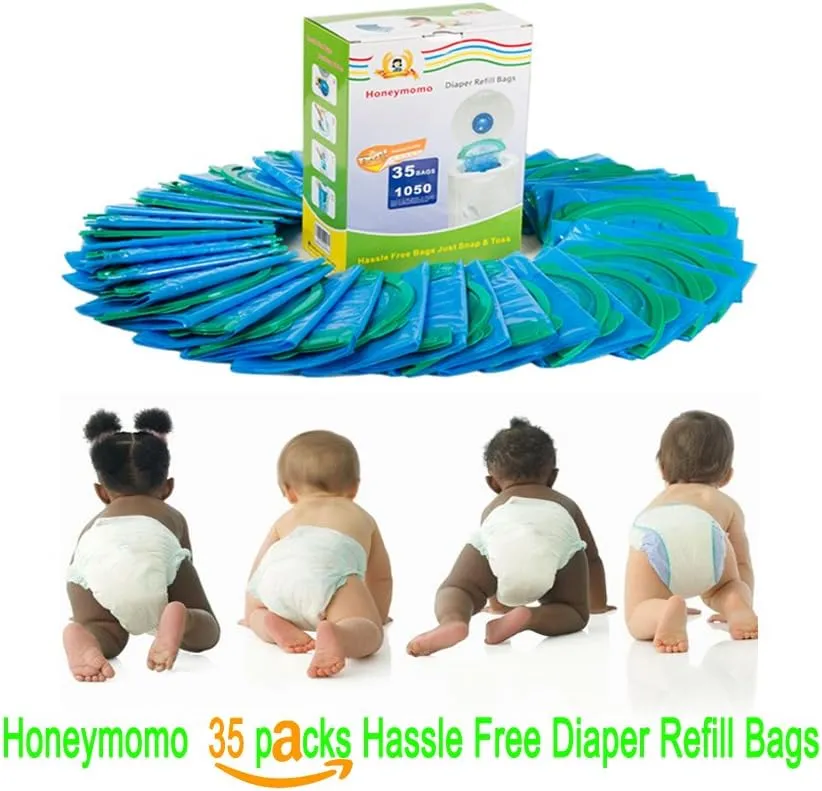 Baby Bathing Diaper refill bags 35 Bags 1050 Counts Fully Compatible with Arm&Hammer Disposal System Diaper Pail Snap, Seal and Toss Refill Bags