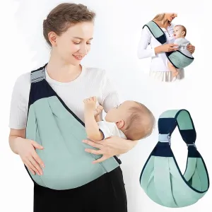 Baby Sling Carrier, Adjustable Baby Holder Carrier, Baby Half Wrapped Sling Hip Carrier, One Shoulder Labor-Saving, Cloth Fabric Lightweight Baby Carrier for Newborn to Toddler Up to 45 lbs (Green)