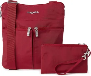 Baggallini Horizon Crossbody Bags for Women 10x10.5 Lightweight Water-Resistant Nylon RFID Purse Handbag w/Wristlet Included