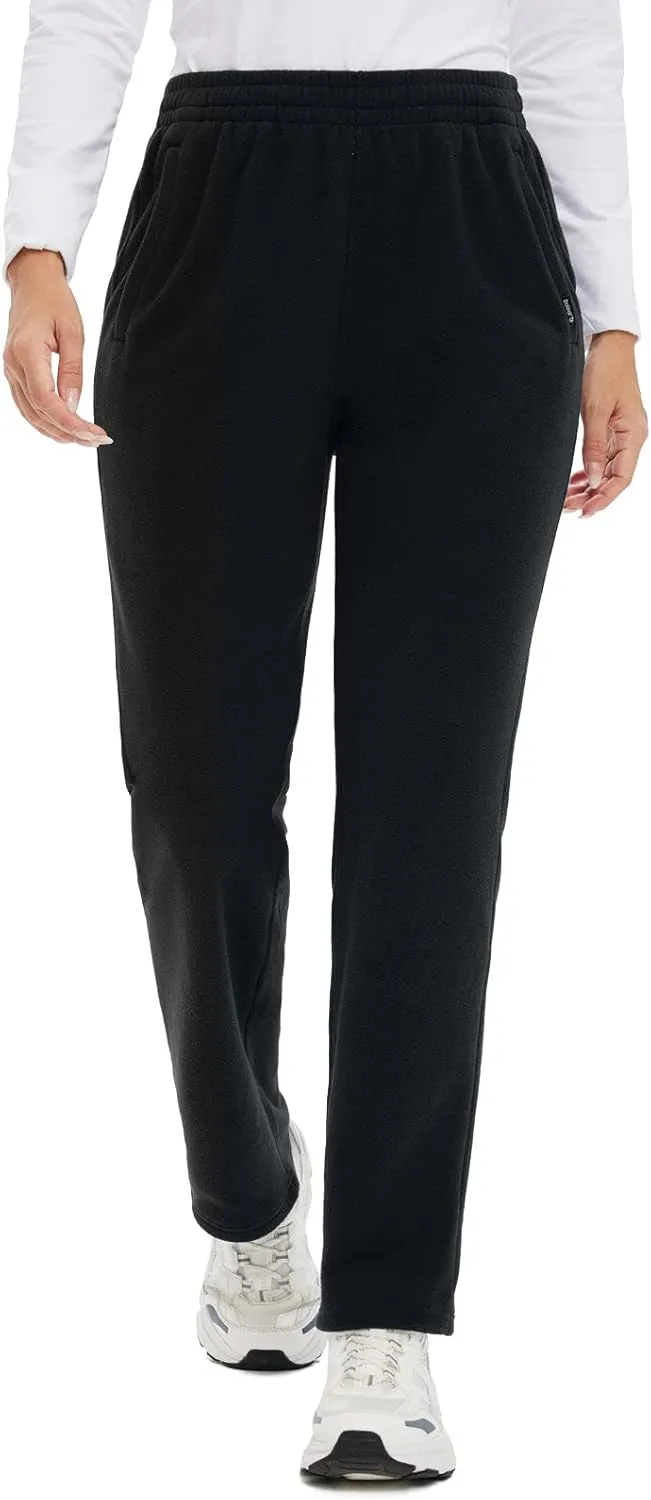 baleaf Women's Polar Fleece Pants Thermal Cold Winter Lightweight Elastic Waist Sweatpants with Pocket