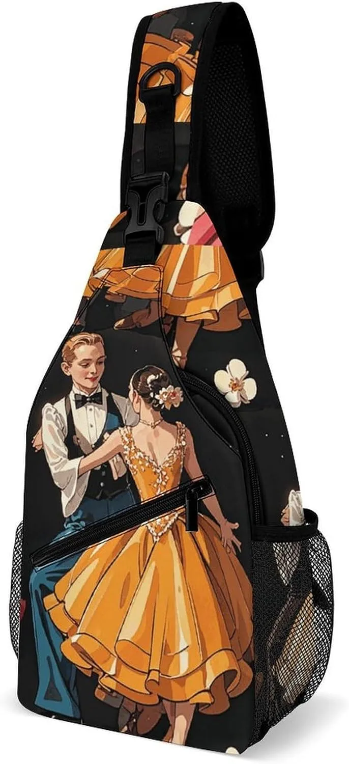Ballroom Dance Small Pattern Sling Bag Crossbody Bags Cross Body Bag Fanny Packs Chest Bags Sling Purses for Travel