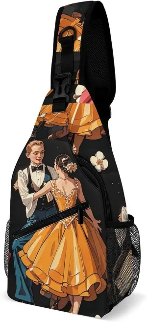 Ballroom Dance Small Pattern Sling Bag Crossbody Bags Cross Body Bag Fanny Packs Chest Bags Sling Purses for Travel