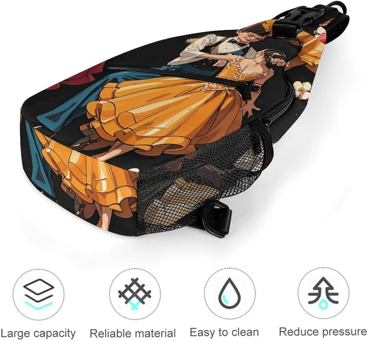 Ballroom Dance Small Pattern Sling Bag Crossbody Bags Cross Body Bag Fanny Packs Chest Bags Sling Purses for Travel