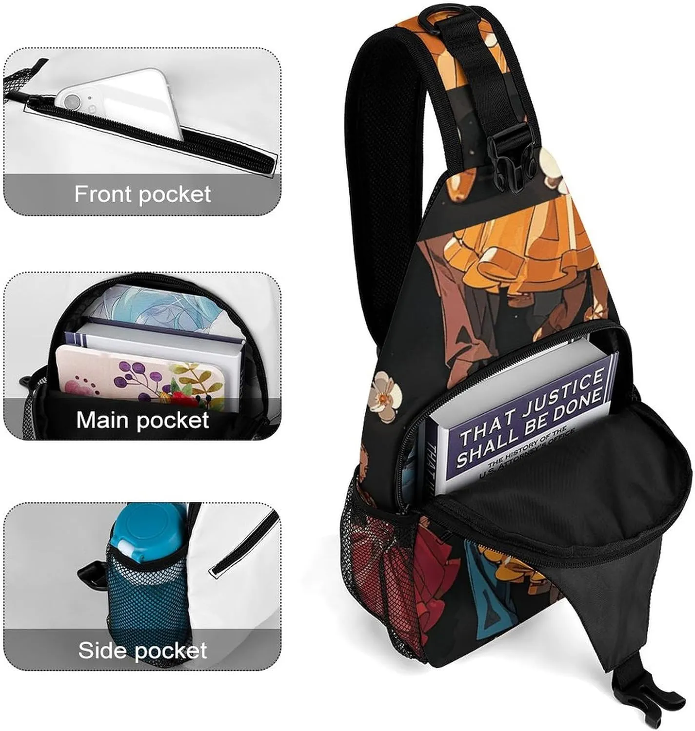 Ballroom Dance Small Pattern Sling Bag Crossbody Bags Cross Body Bag Fanny Packs Chest Bags Sling Purses for Travel