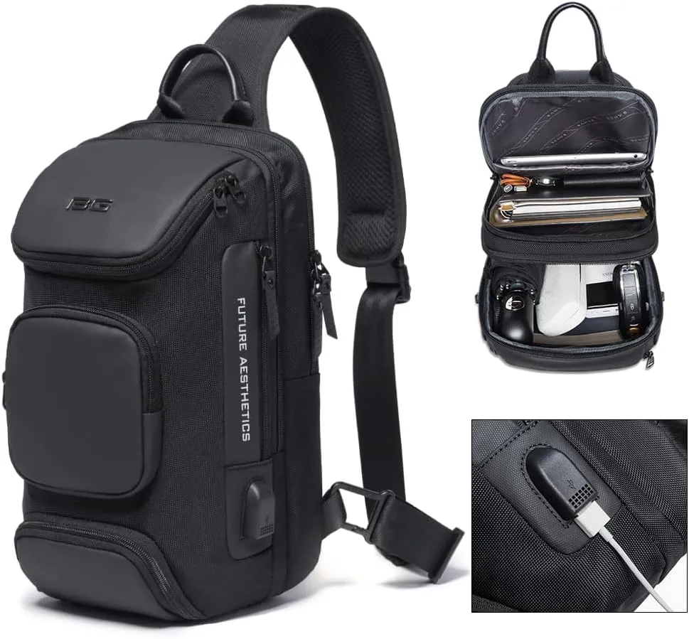 BANGE Sling Bag, Waterproof Crossbody Backpack, Shoulder Bag for Men