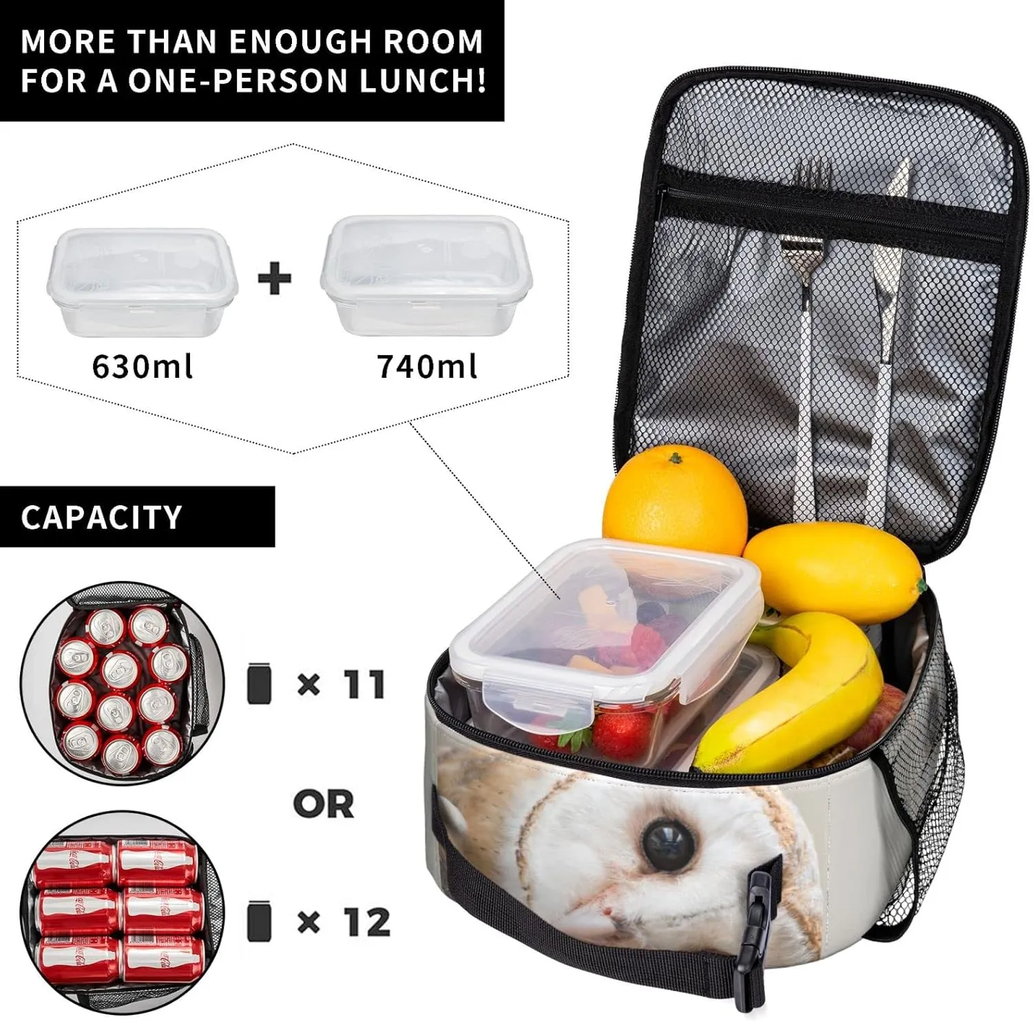 Barn Owl Lunch Bag Barn Owl Lunch Box Insulated Meal Bag Food Container for School Work Picnic Travel