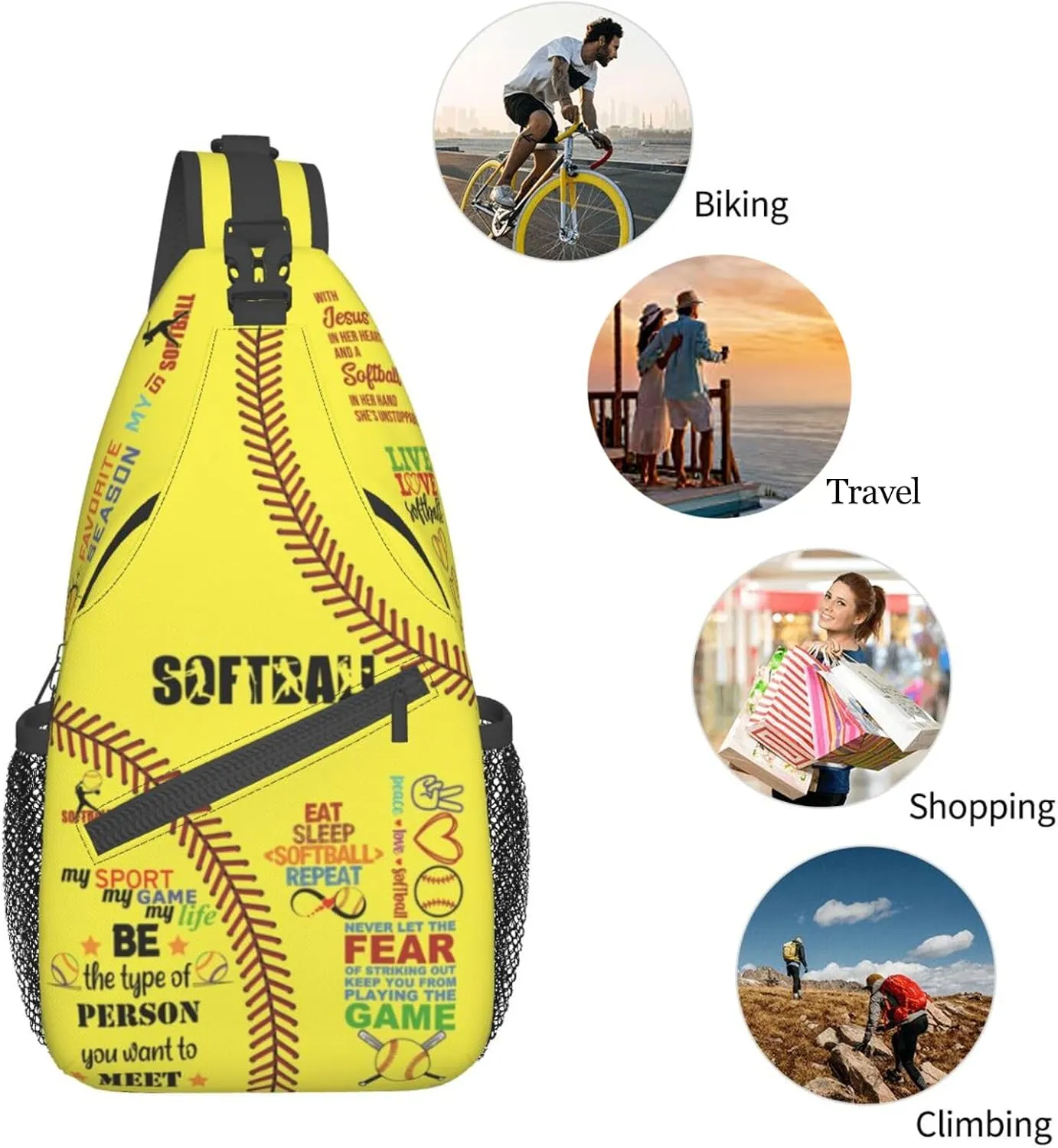Baseball Sling Backpack - Crossbody Shoulder Bag for Men & Women