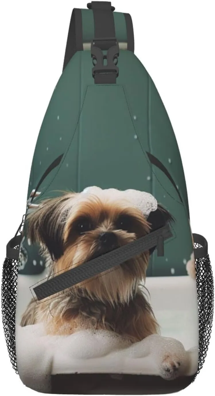 Bath and dog Sling Bag For Women and Men Crossbody Bag Small Chest Bag Travel Backpack Casual Daypack