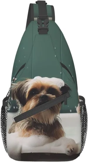 Bath and dog Sling Bag For Women and Men Crossbody Bag Small Chest Bag Travel Backpack Casual Daypack