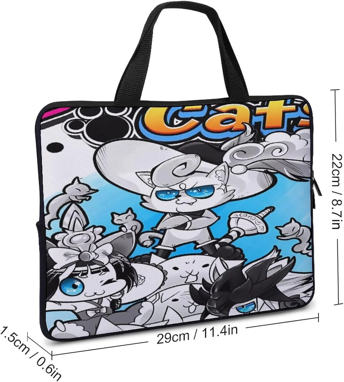 Battle-Cats Slim Laptop Bag - Lightweight And Water-Resistant Carrying Case with Handle