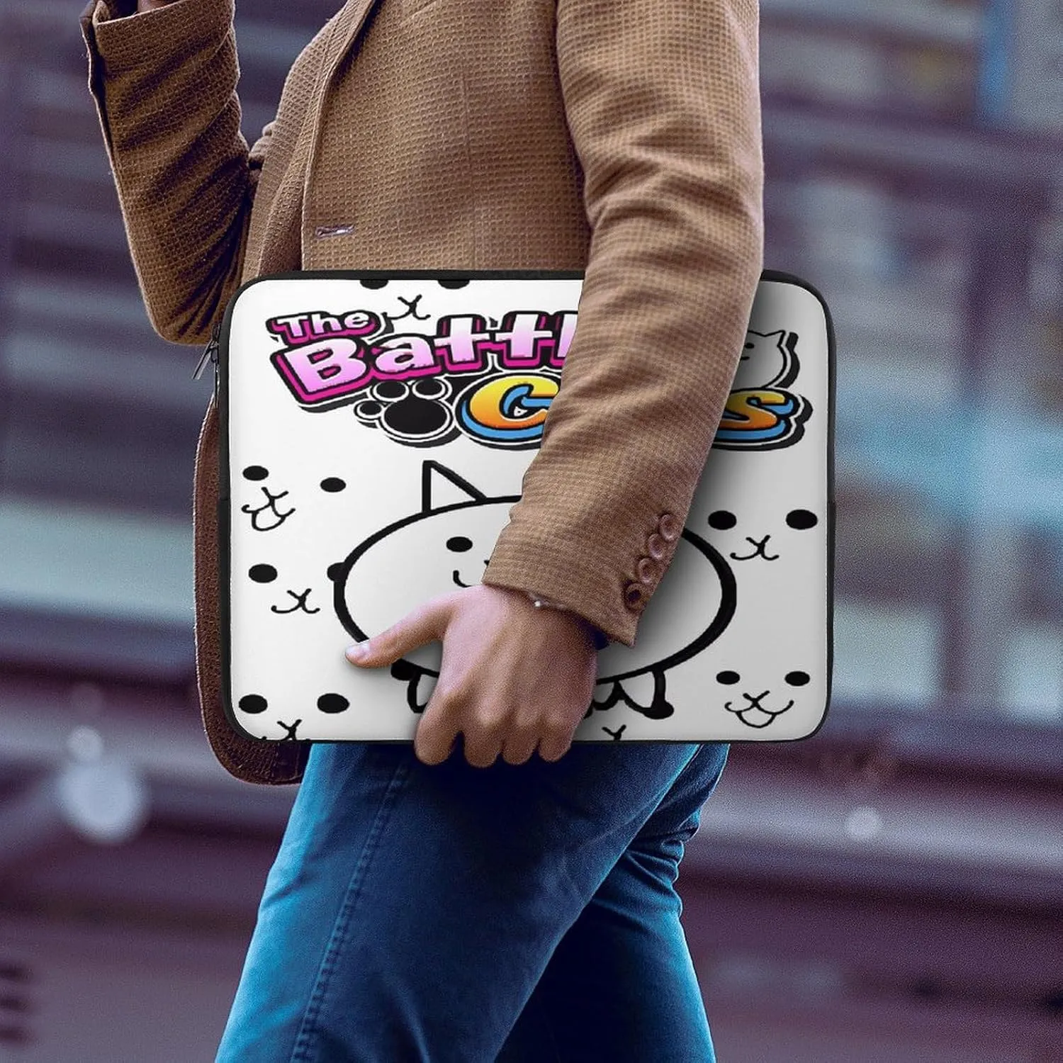 Battle-Cats Slim Laptop Bag - Lightweight And Water-Resistant Carrying Case with Handle