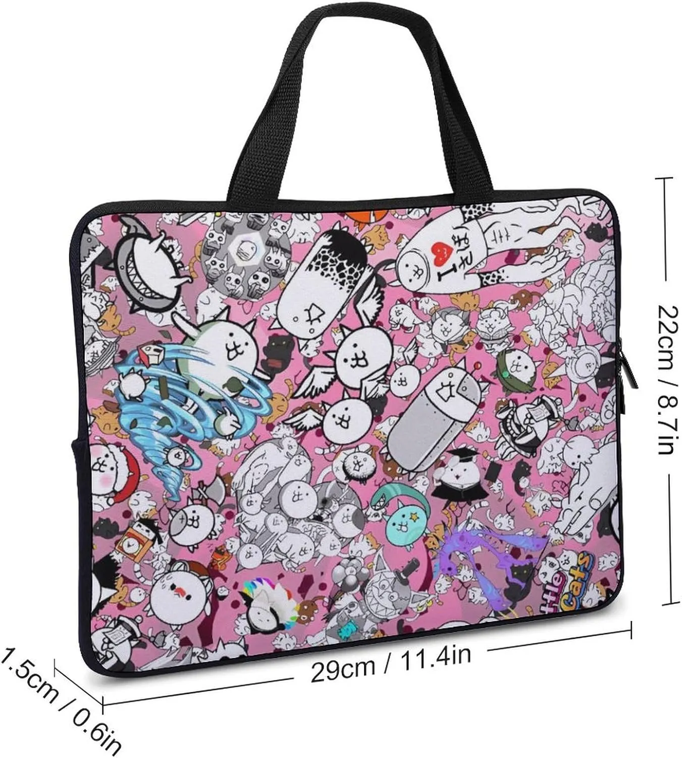 Battle-Cats Slim Laptop Bag - Lightweight And Water-Resistant Carrying Case with Handle