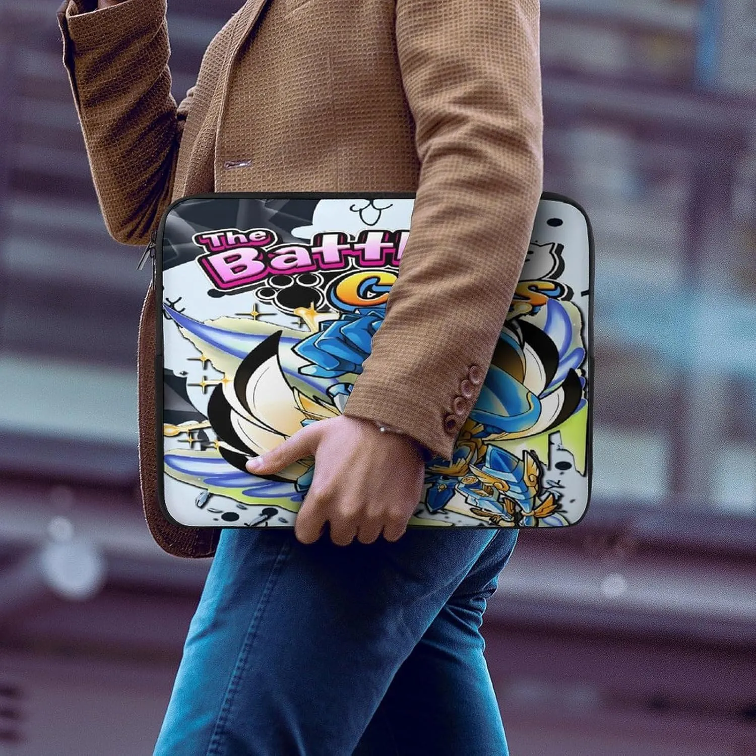 Battle-Cats Slim Laptop Bag - Lightweight And Water-Resistant Carrying Case with Handle