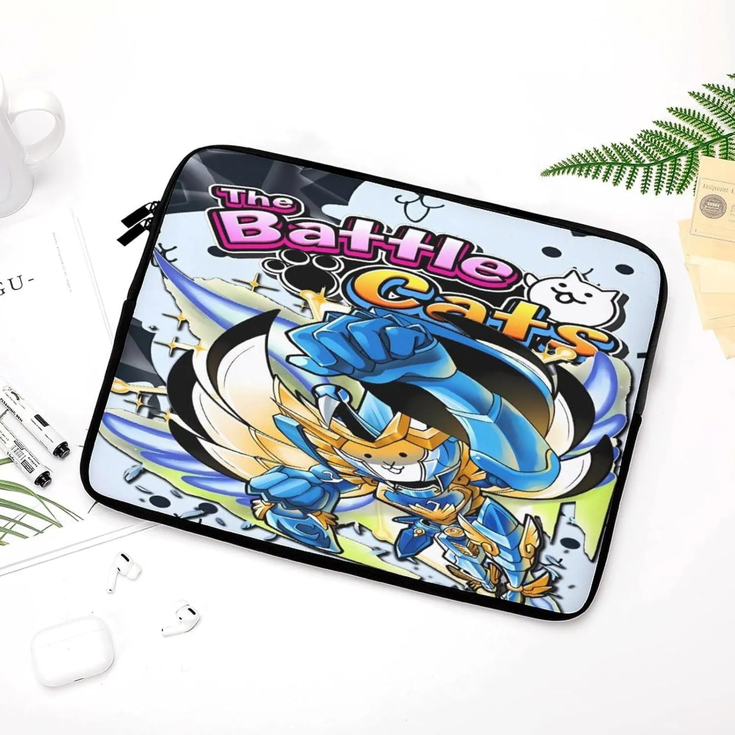 Battle-Cats Slim Laptop Bag - Lightweight And Water-Resistant Carrying Case with Handle