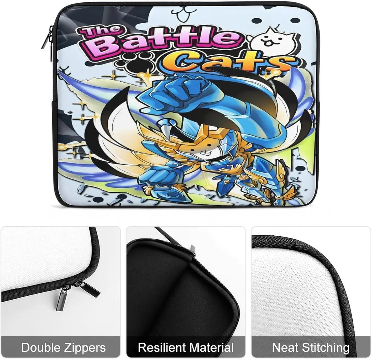 Battle-Cats Slim Laptop Bag - Lightweight And Water-Resistant Carrying Case with Handle