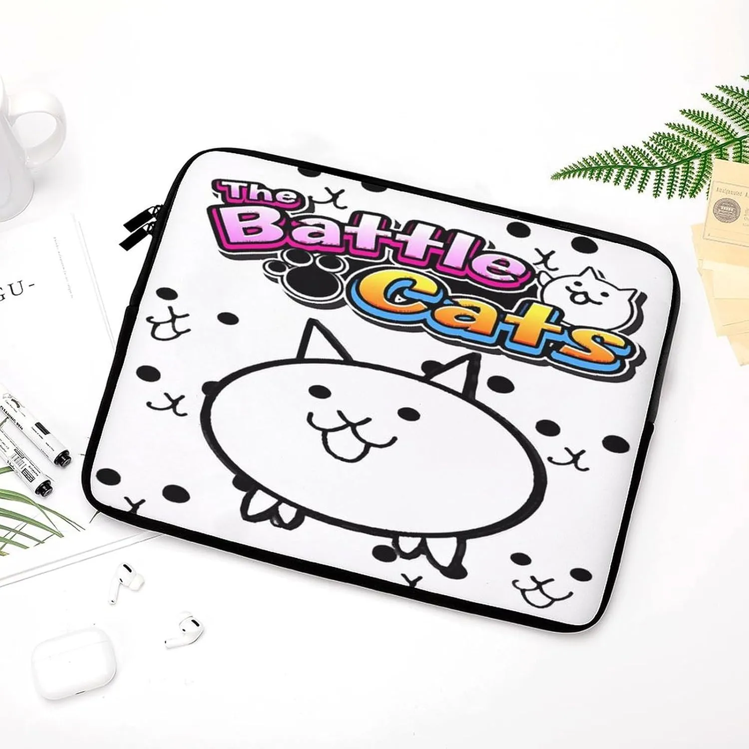 Battle-Cats Slim Laptop Bag - Lightweight And Water-Resistant Carrying Case with Handle