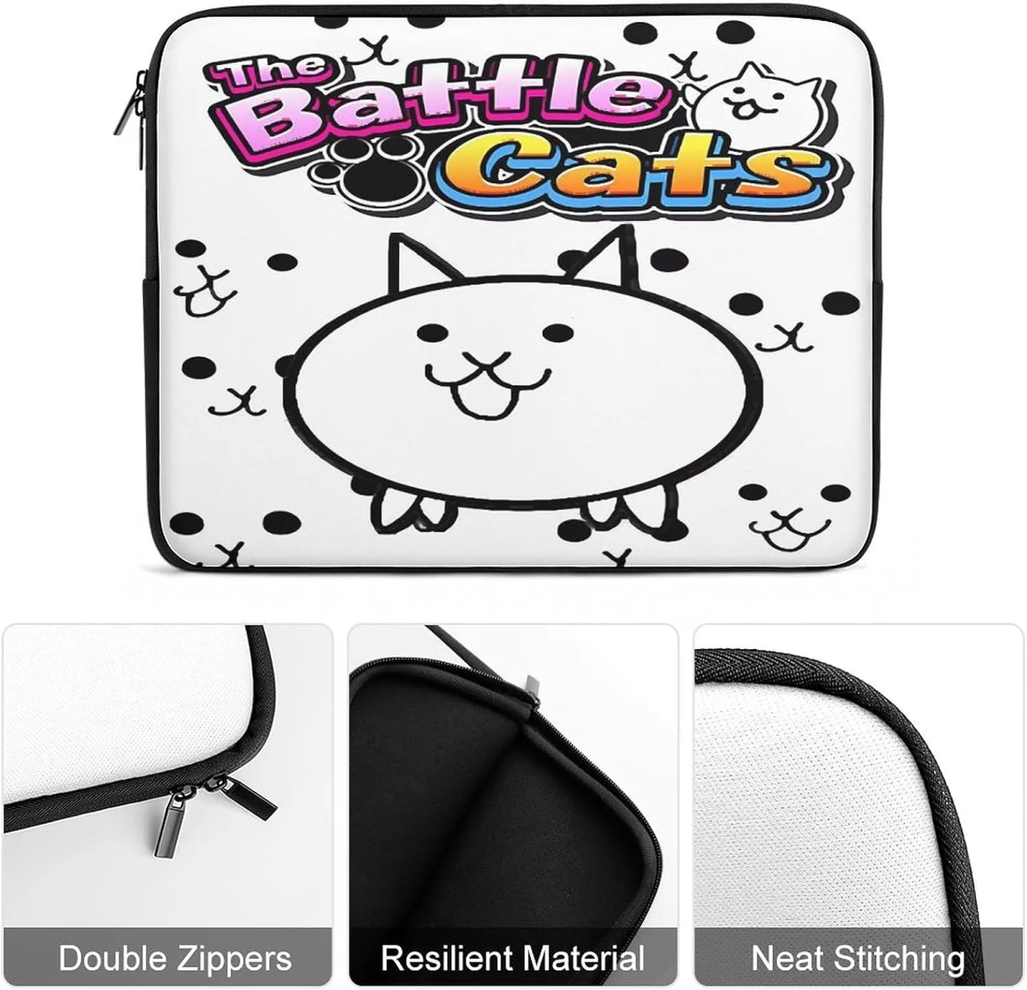 Battle-Cats Slim Laptop Bag - Lightweight And Water-Resistant Carrying Case with Handle
