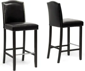 Baxton Studio Libra Black Modern Bar Stool with Nail Head Trim
