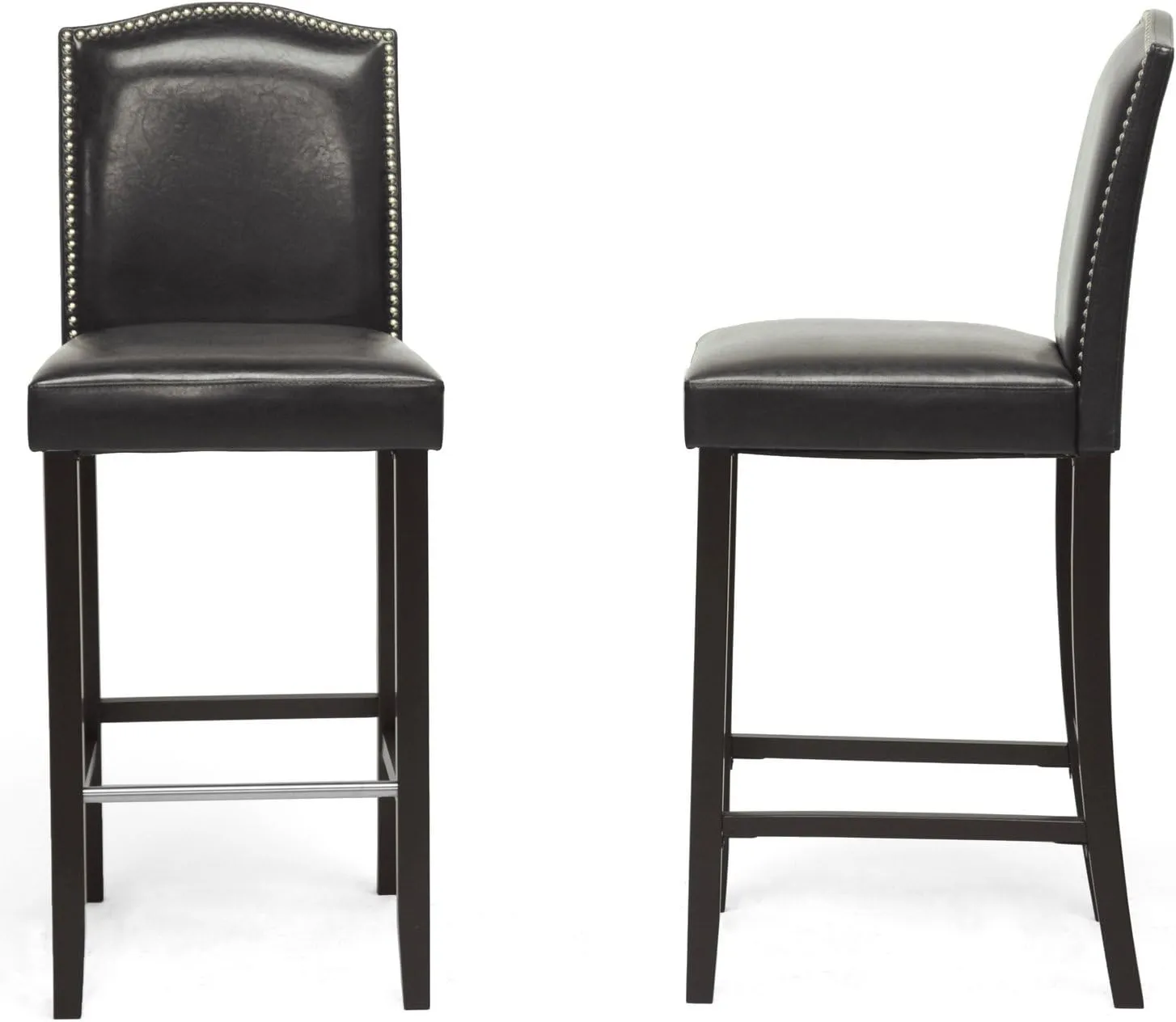 Baxton Studio Libra Black Modern Bar Stool with Nail Head Trim