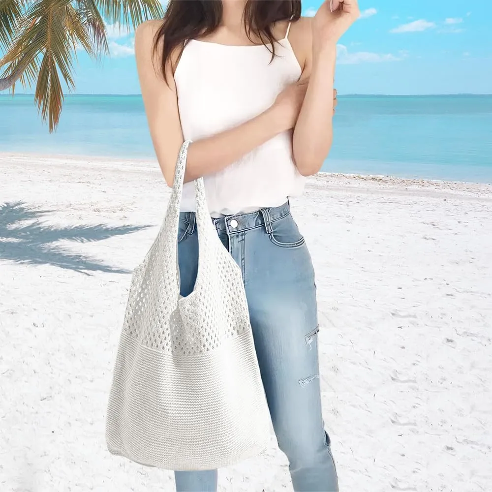 Beach Tote Bags for Women, Summer Slouchy Hobo Shoulder Crossbody Bag Womens Boho Purses and Handbags
