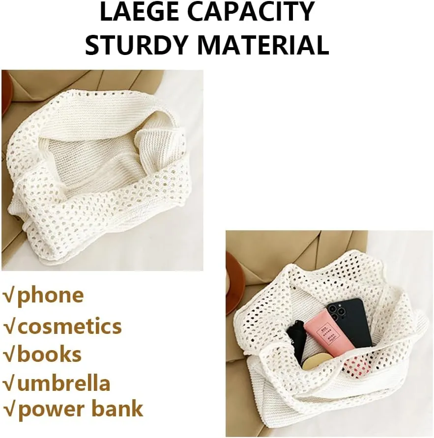 Beach Tote Bags for Women, Summer Slouchy Hobo Shoulder Crossbody Bag Womens Boho Purses and Handbags
