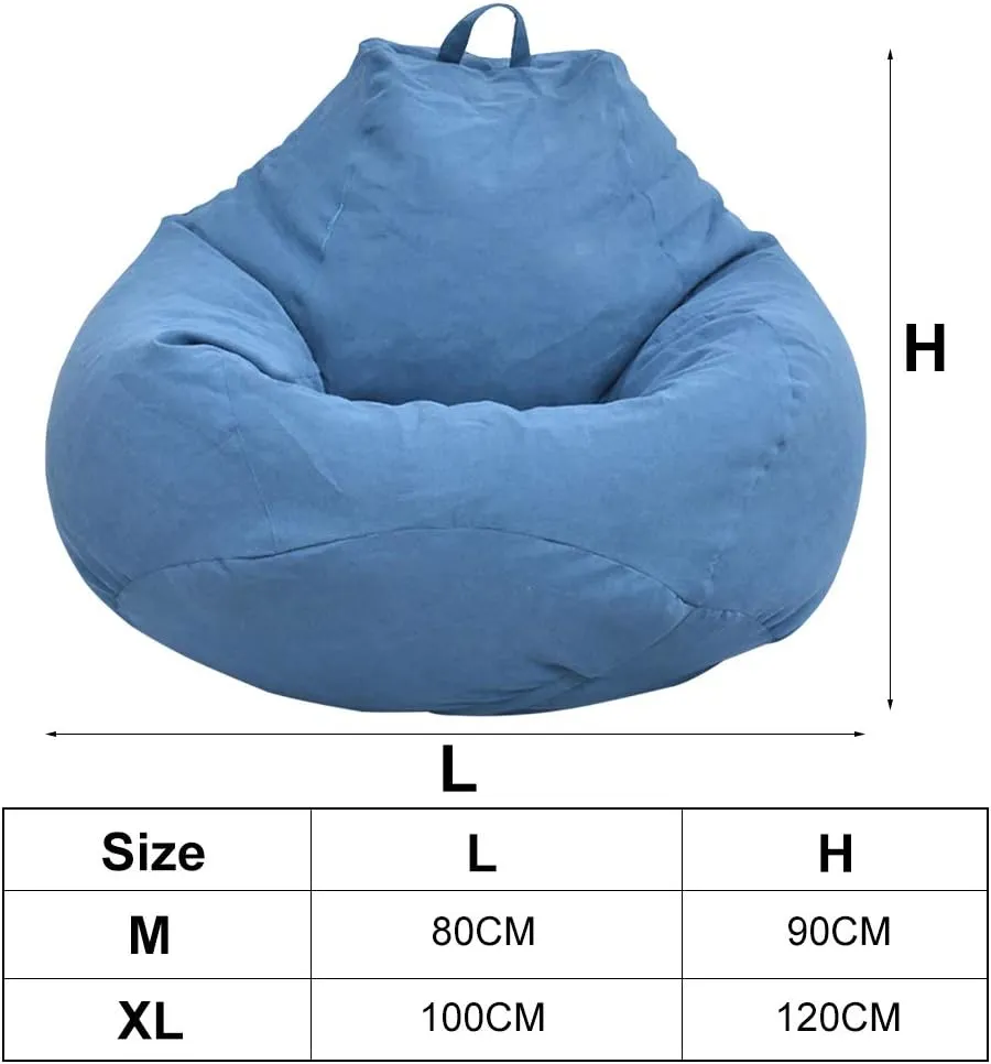 Bean Bag Chair Sofa Cover(No Filler),Comfortable Outdoor Lazy Seat Bag,Couch Cover without Filler for Adults Kids,Soft Tatami Chairs Covers Suitable for Home Garden Living Room (blue, Medium)