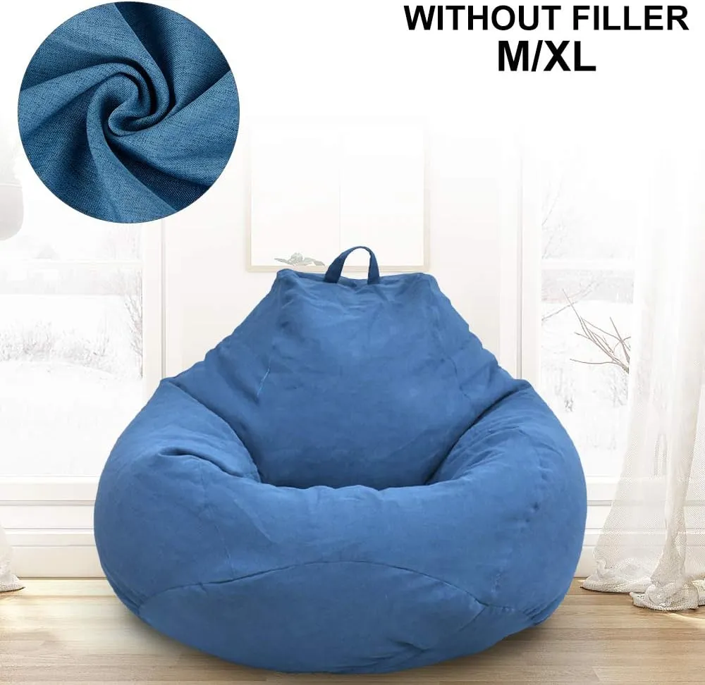Bean Bag Chair Sofa Cover(No Filler),Comfortable Outdoor Lazy Seat Bag,Couch Cover without Filler for Adults Kids,Soft Tatami Chairs Covers Suitable for Home Garden Living Room (blue, Medium)