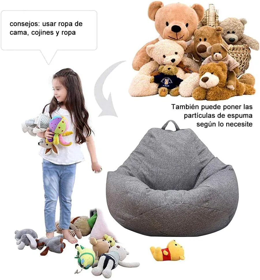 Bean Bag Chair Sofa Cover(No Filler),Comfortable Outdoor Lazy Seat Bag,Couch Cover without Filler for Adults Kids,Soft Tatami Chairs Covers Suitable for Home Garden Living Room (grey, Small)